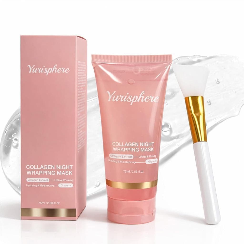 Máscara Facial Noturna Peel Off de Colágeno - Máscara Envolvente de Colágeno Real para Pele de Vidro - Hidratação Profun