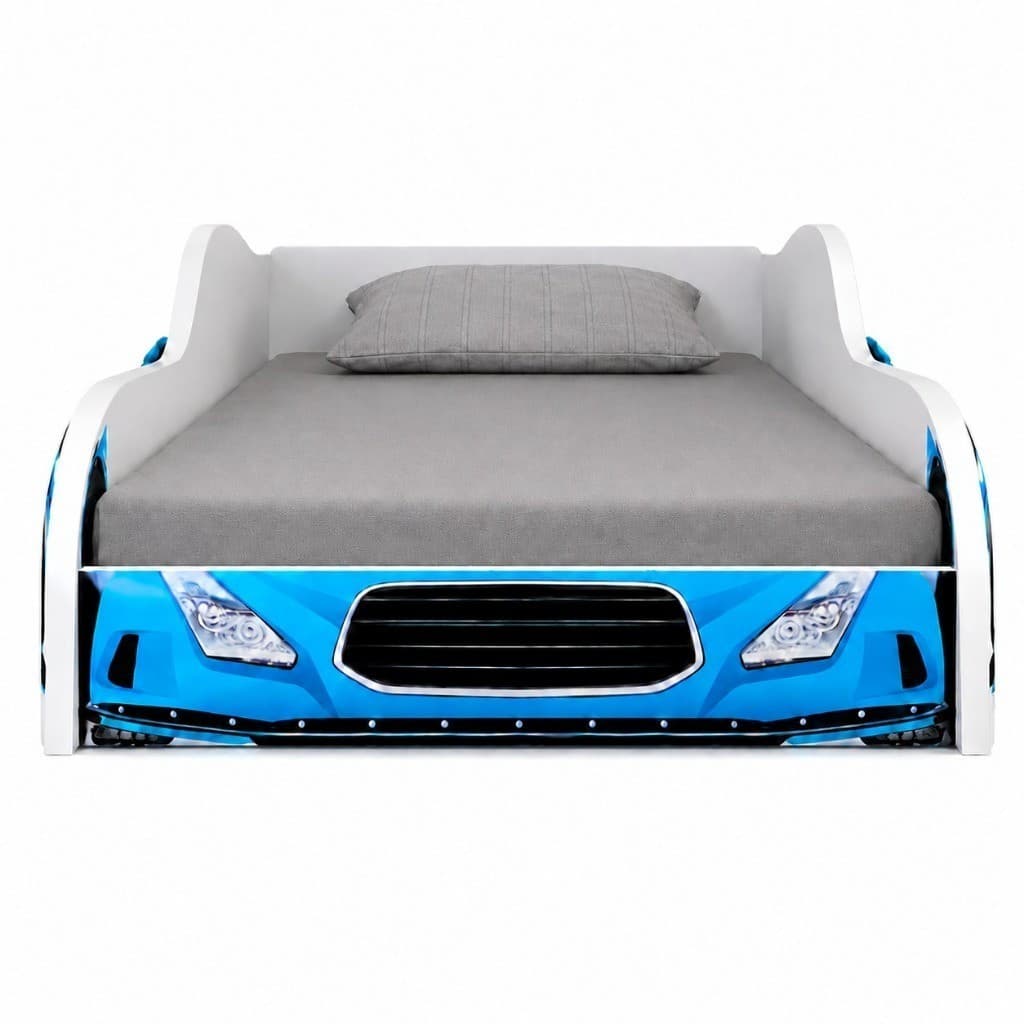 Cama Juvenil Carro Fórmula 1 Azul Com Colchão Design Esportivo 100% MDF Premium BELEZA RARA