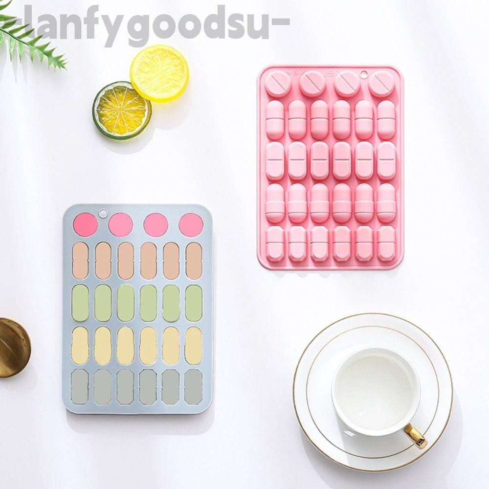 Molde De Pílula LANFYGOODS , Em Forma De Cápsula Reutilizável De Silicone Chocolate Flexível Com Design De 28 Cavidades