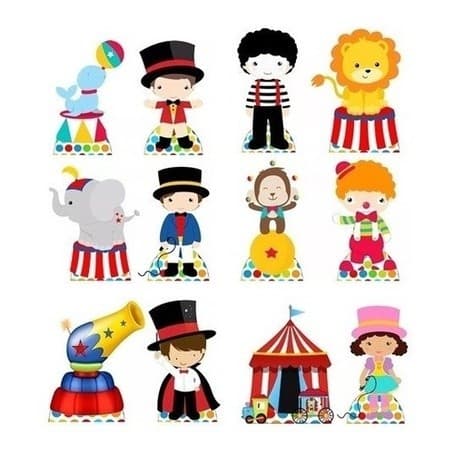 Decoração De Festa Circo Menino  - 10 Displays De 20cm