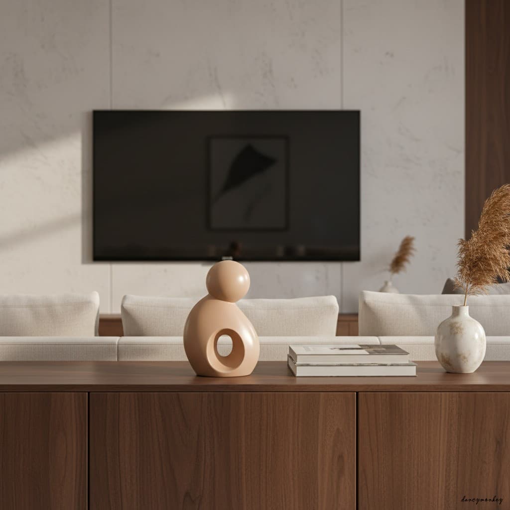 Resina Abstrata Família De Três Escultura Estátua Para Sala De Estar Entrada E Estante Decoração Base Estável Quente Atm