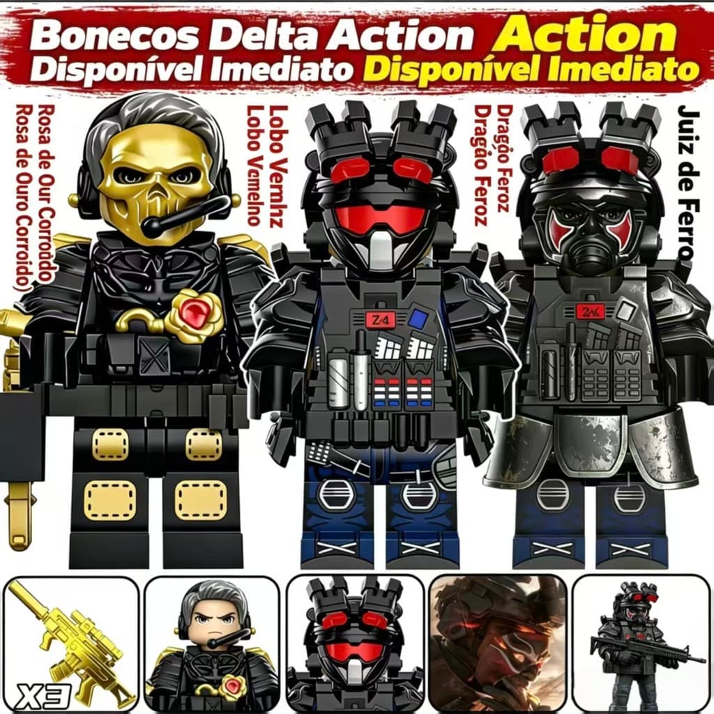 Boneca de bloco de construção Delta Force, modelo militar móvel, personagem de lobo vermelho, Weilong, juiz de ferro, Ki