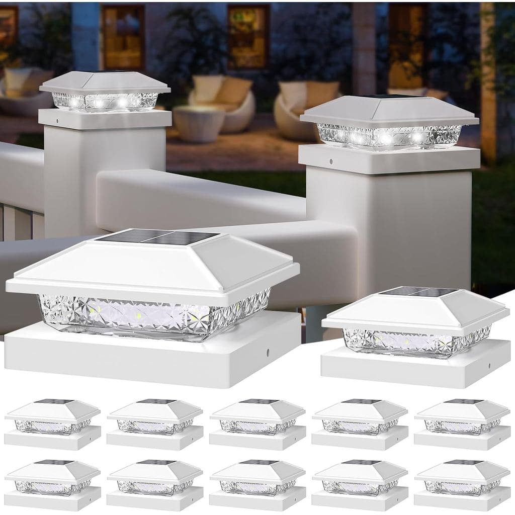 Luzes Solares para Postes NIORSUN para Exterior, Luzes Solares para Postes de Cerca, Branco Frio, Impermeáveis, Decoraçã