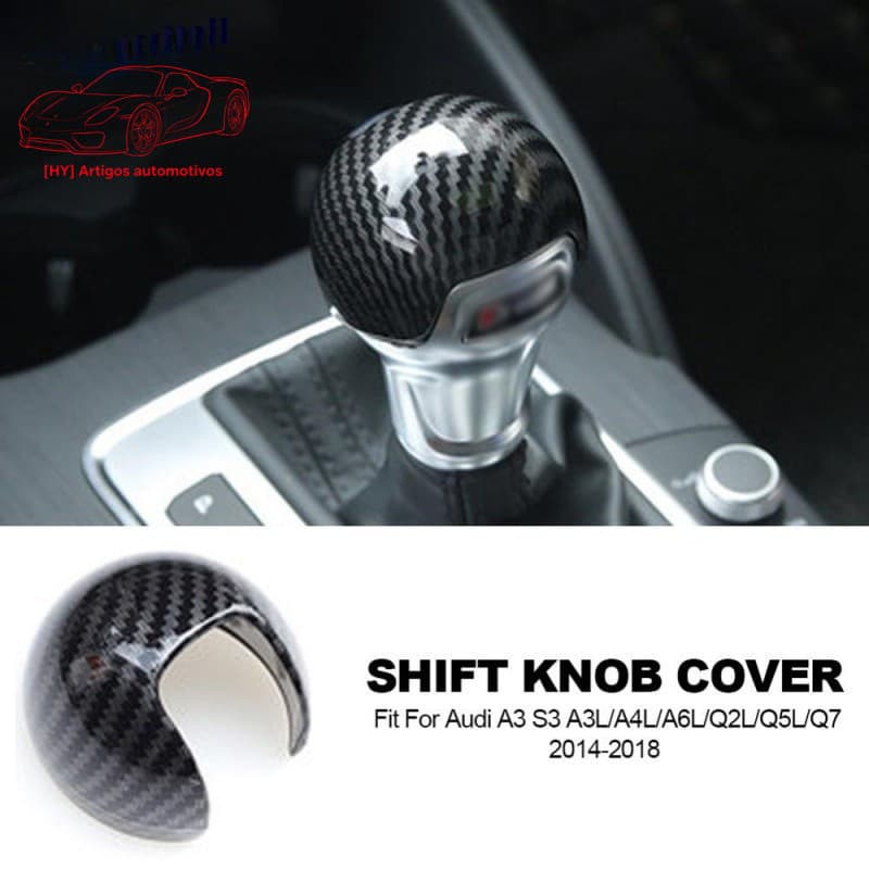 Manopla de Câmbio em Fibra de Carbono com Capa Adesiva para Audi A3 S3 A3L/A4L/A6L/Q2L/Q5L/Q7 2014-2020