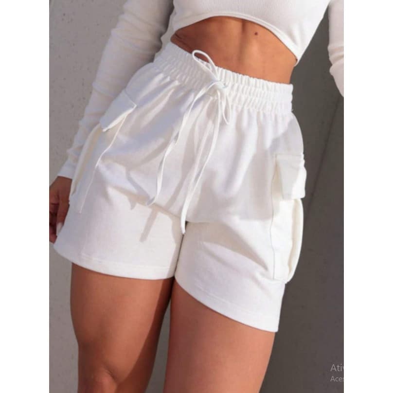 Kit 4 Shorts Cargo Feminino curto com bolso lateral moletinho grosso moletom