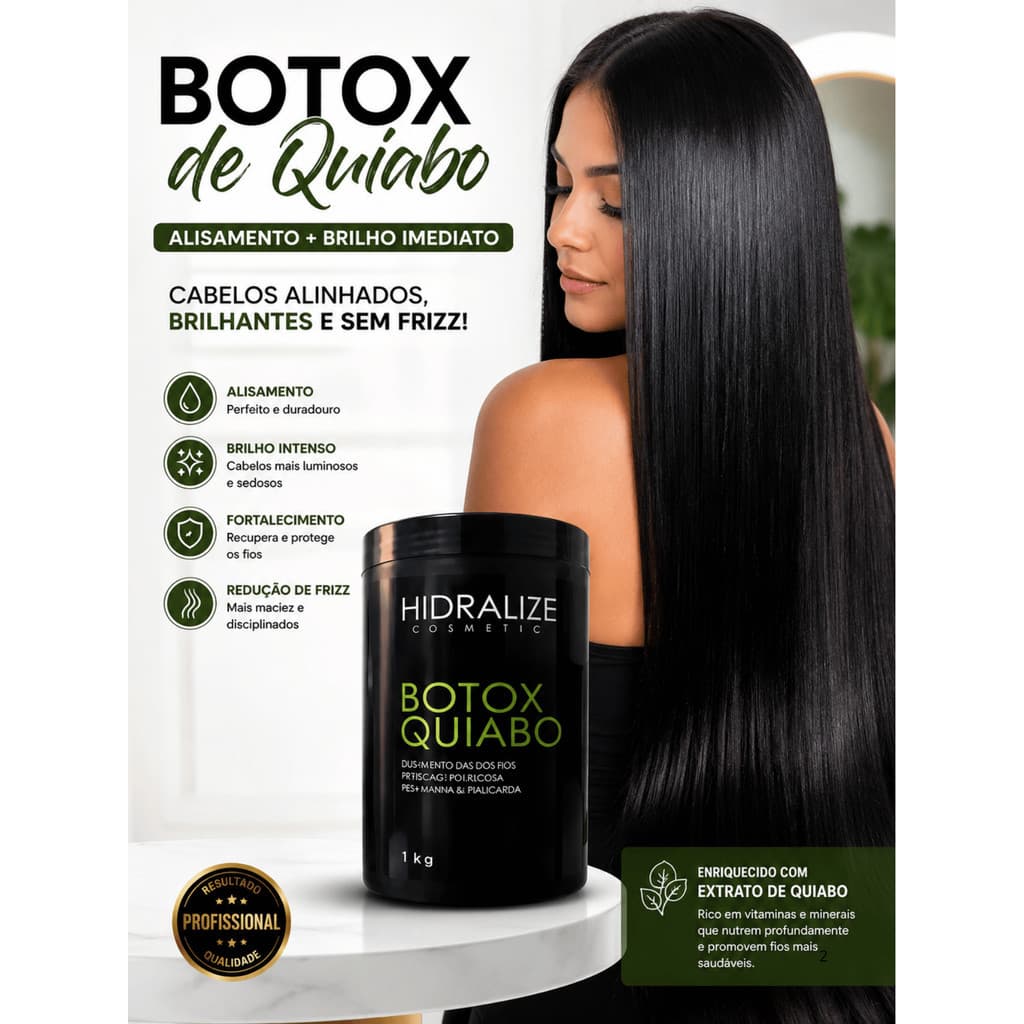 Botox de Quiabo 1kg | Brilho Intenso Alinhamento Capilar  Redução de Frizz