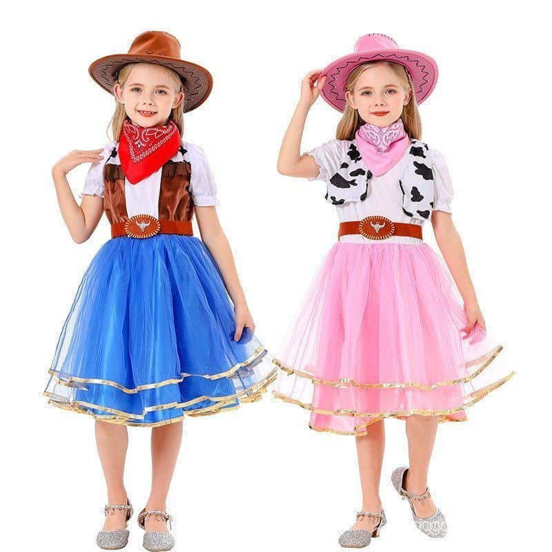 Fantasia de Princesa para Cosplay de Halloween Infantil, Vestido de Cowboy, Adequado para Festas a Fantasia, Traje para