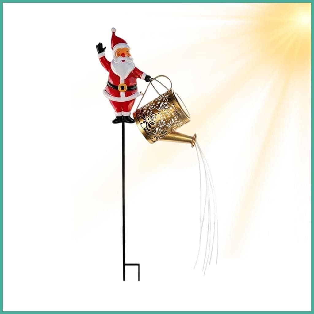 Natal Chaleira Solar Luzes Jardim Bonito Decorativo Metal À Prova Dwaterproof Água Ao Ar Livre Estaca Papai Noel yontebr