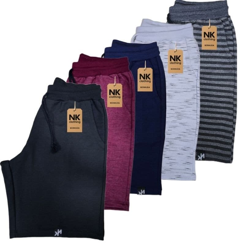 Kit 3 e 5 Bermuda Moletom com amarração e elástico Masculina Short Academia Treino Casual algodão