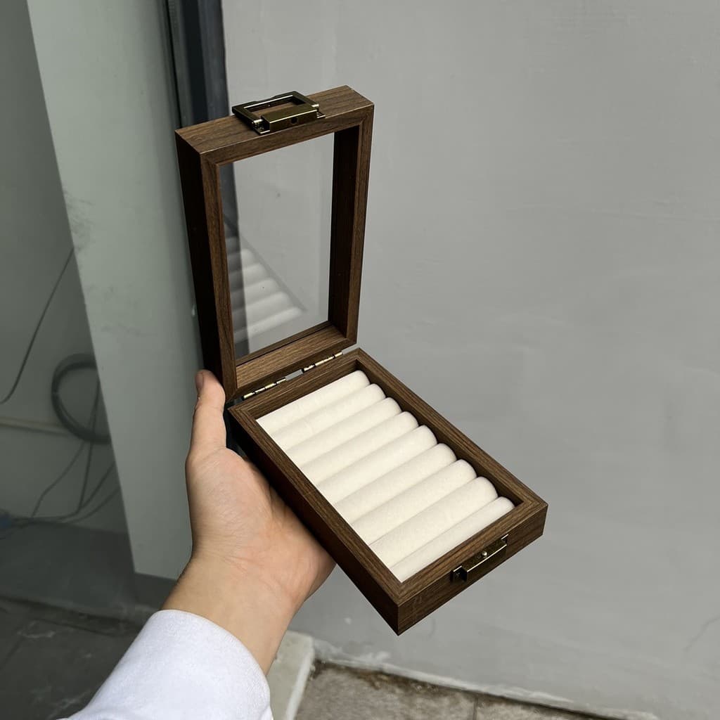 Caixa de armazenamento para brincos e brincos de pino, caixa de joias portátil de estilo vintage para viagem, anti-oxida