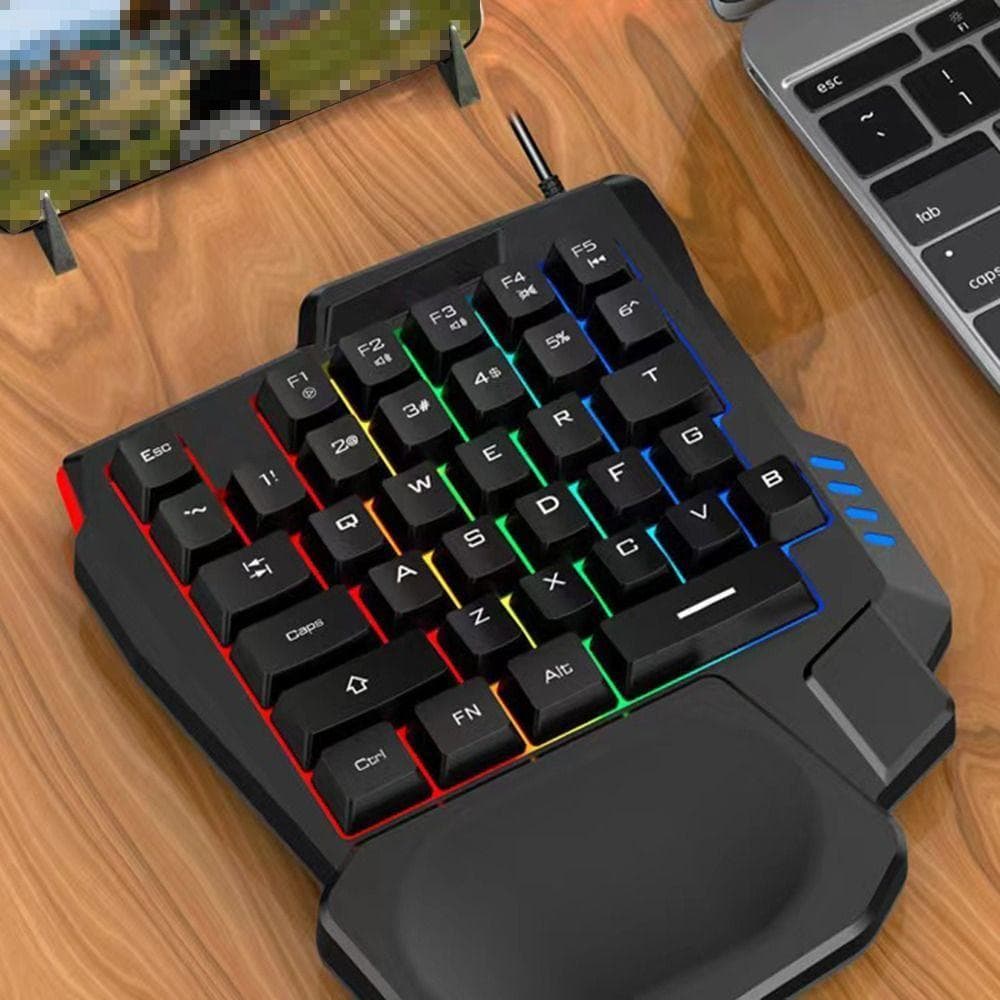 Teclado De Mão Única , Mini Luminoso De Uma , Mecânico Ultrafino Para Jogos De 35 Teclas
