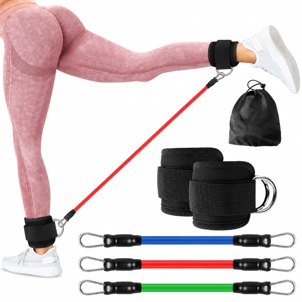 TPE Ankle Resistance Bands Fitness Set D-Ring Support Handcuffs Yoga Gym Equipment