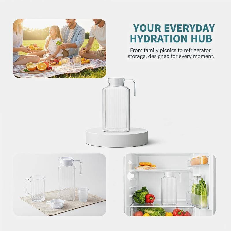 Jarra De Suco De Água , Garrafa Transparente De Plástico Para Armazenar Sucos Frescos E Bebidas Cozinha , Geladeira , Po