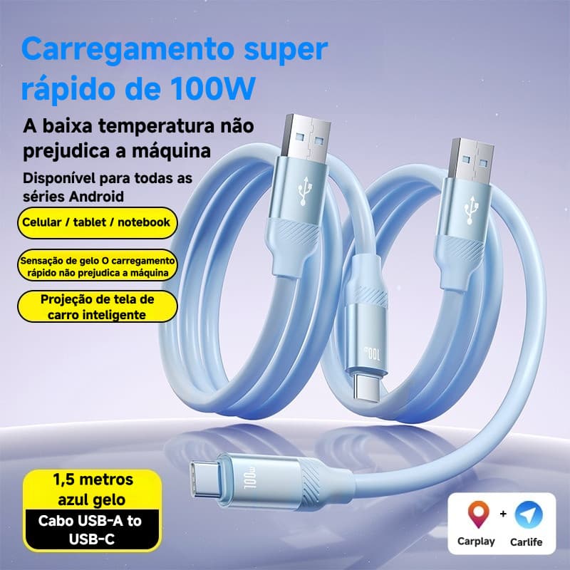 Cabo de dados de carregamento super Flash de 100w totalmente compatível adequado para modelos Android USB e tipo C Cabo