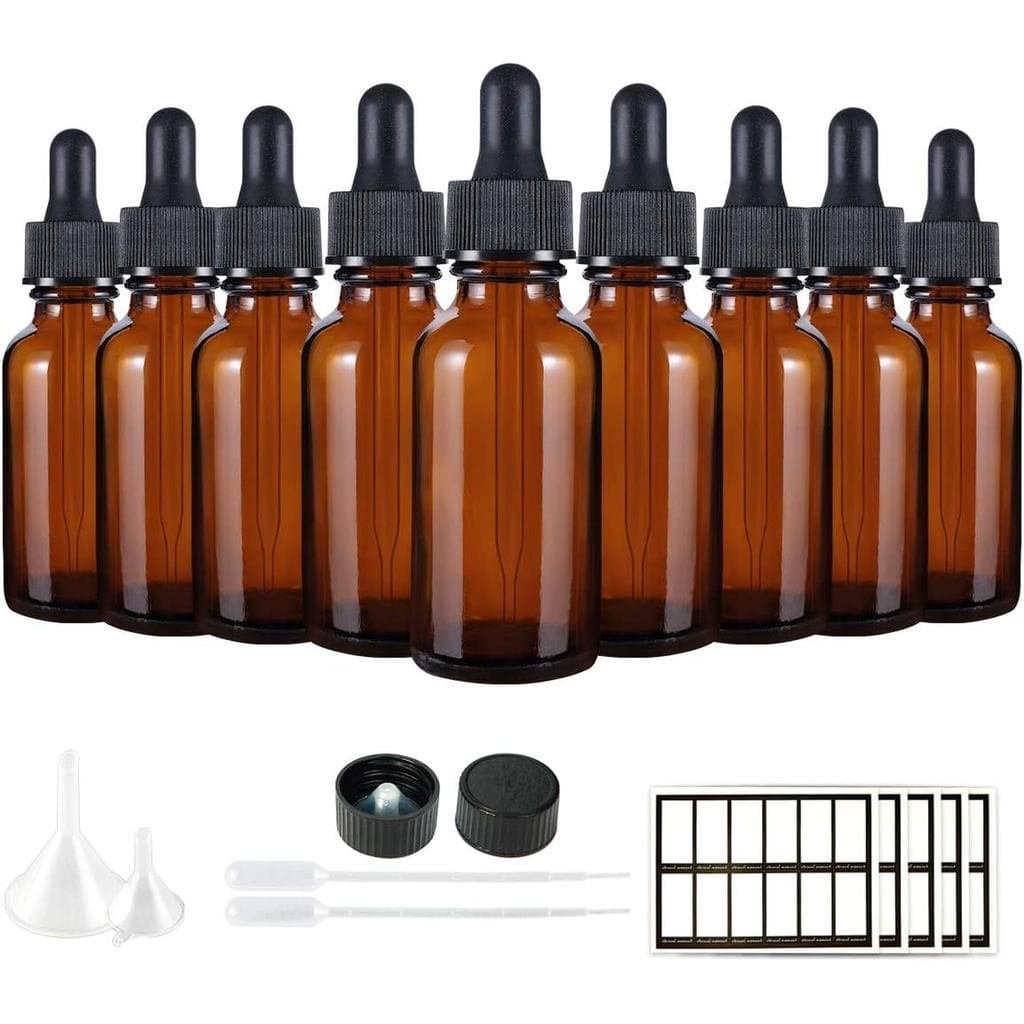 Eternal Moment Frasco Conta-Gotas de 1 oz (Pacote com 48), Frascos de Vidro Âmbar de 30ml com Conta-Gotas de Vidro para