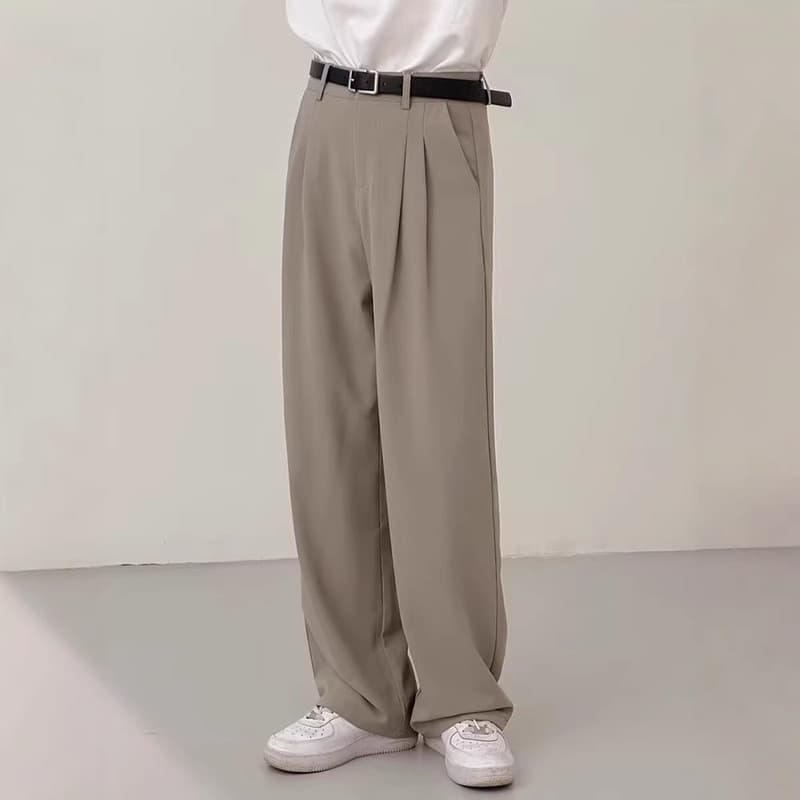 Novo produto masculino Drape Anti-rugas High-End sentido calças 2026 verão estilo fino solto sedoso em linha reta Casual
