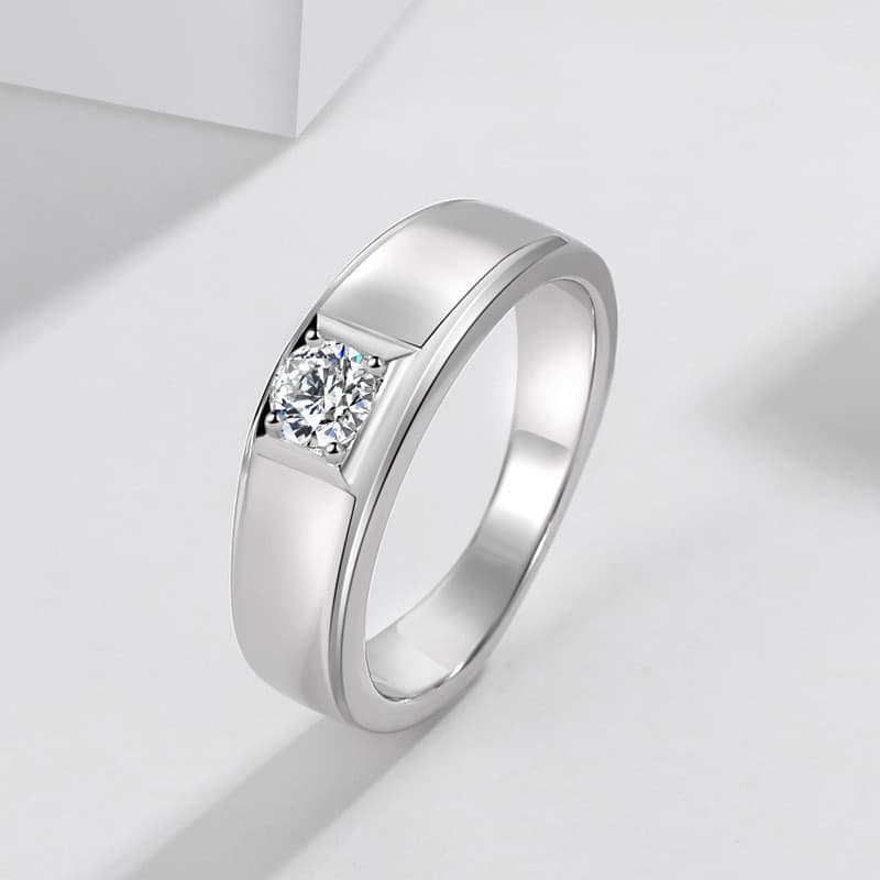 MJZ049 novo estilo simples cravejado de diamantes sólido anel masculino pequeno 30 pontos simulação anel de diamante cob