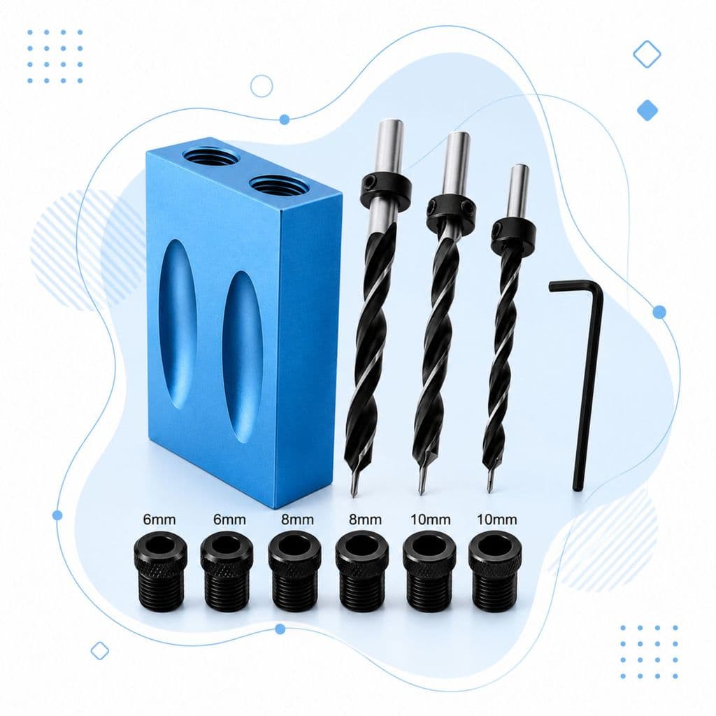 Conjunto Perfuração 14 pcs Furos Oblíquos Gabarito + Brocas