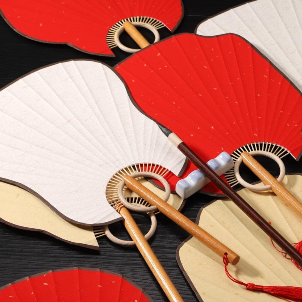 Ventilador De Papel Xuan DIY , Estilo Chinês Requintado Vintage Redondo Em Branco Feito À Mão Clássico
