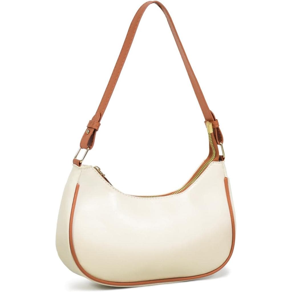 Bolsa de Ombro Feminina de Couro LassZone, Bolsa de Mão em Forma de Meia-Lua, Elegante, Bolsa de Ombro