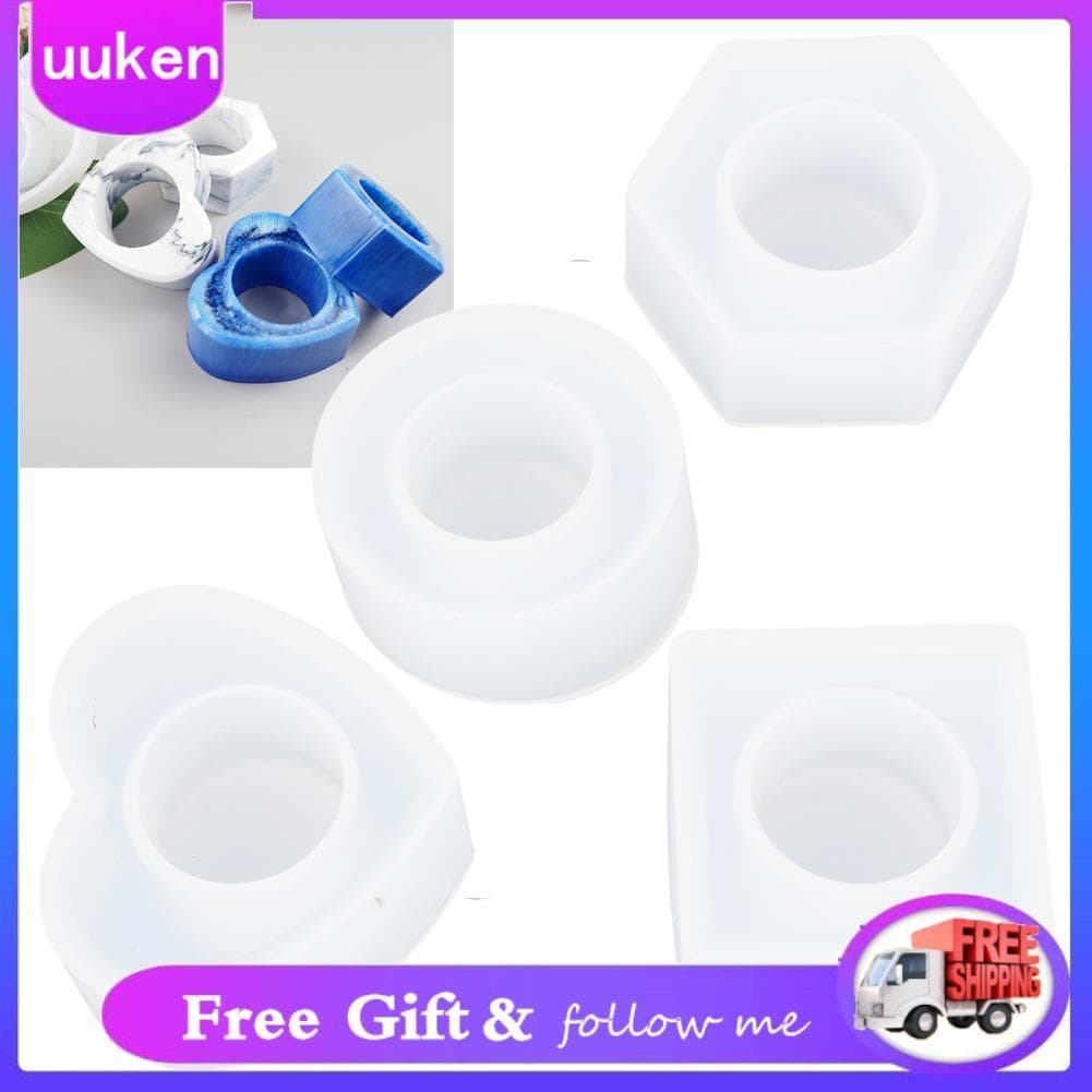 Uukendh Zerodis Conjunto de moldes de caixa de armazenamento de cristal de silicone Resina de formato redondo hexagonal