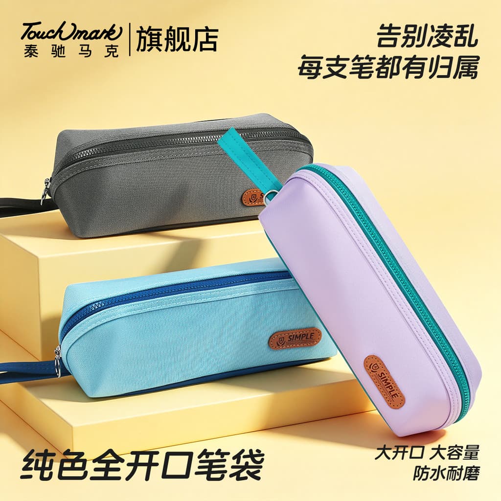 Estojo de lápis colorido Touchmark Estojo de lápis estilo simples Caixa de papelaria Bolsa de papelaria Estojo de lápis