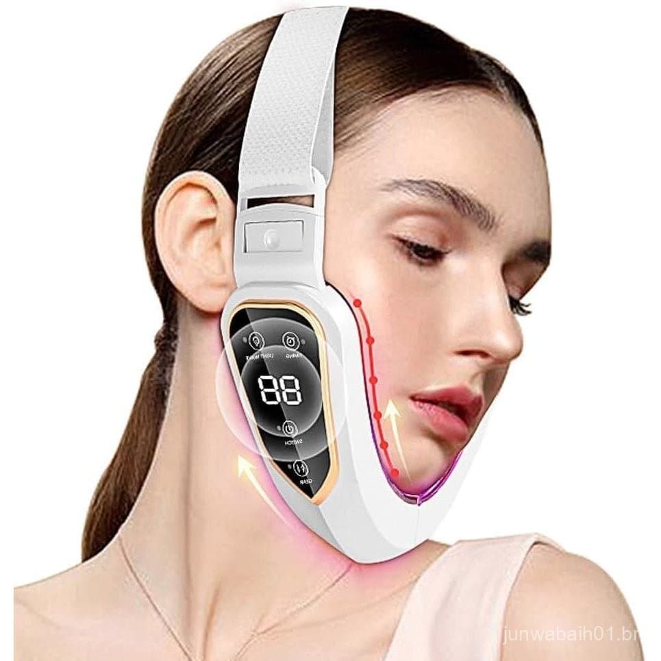 Dispositivo para Redução de Papada e Modelagem Facial em V com 5 Modos e 12 Intensidades Ajustáveis, Máquina Elétrica In