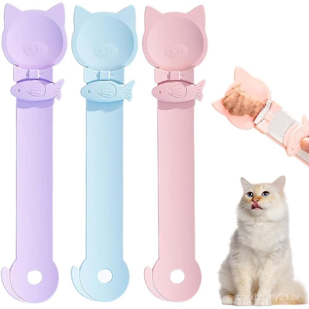 PETPAWLOVELY-3PCS Colher para Petiscos de Gato, Colher Alimentadora para Petiscos em Tiras, Colher de Alimentação Fácil