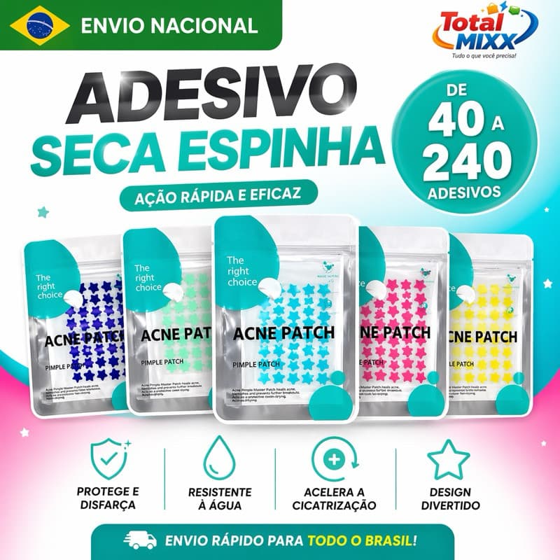 Adesivo para Espinha Formato Estrela Hidrocoloide 7 Cores 40/80/120 Unid