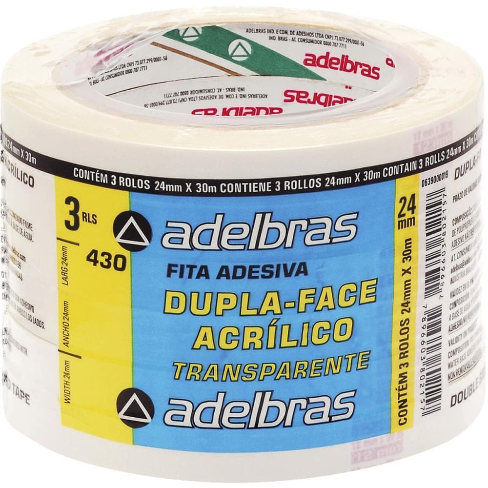 Fita Dupla Face Polipropileno 24MMX30MTS.