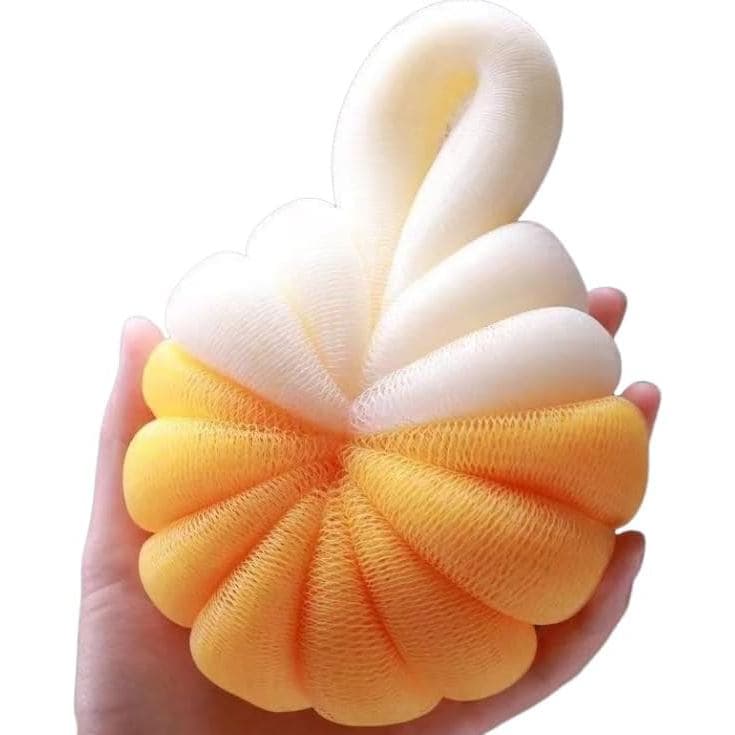 Esponja de Banho e Chuveiro de Duas Cores, Laranja, Esfoliante Corporal de Malha Macia
