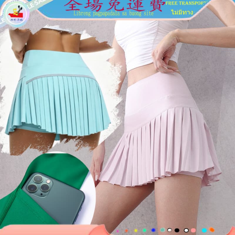 WSX forro Shorts esportes saia curta feminina Anti-reflexo cintura alta correndo plissado Culottes verão Fitness Wear tê