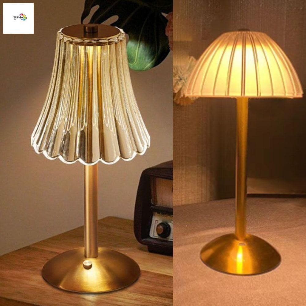 Candeeiro De Mesa Touch LED-Luz Noturna De Cristal Regulável De 3 Cores Recarregável Por USB