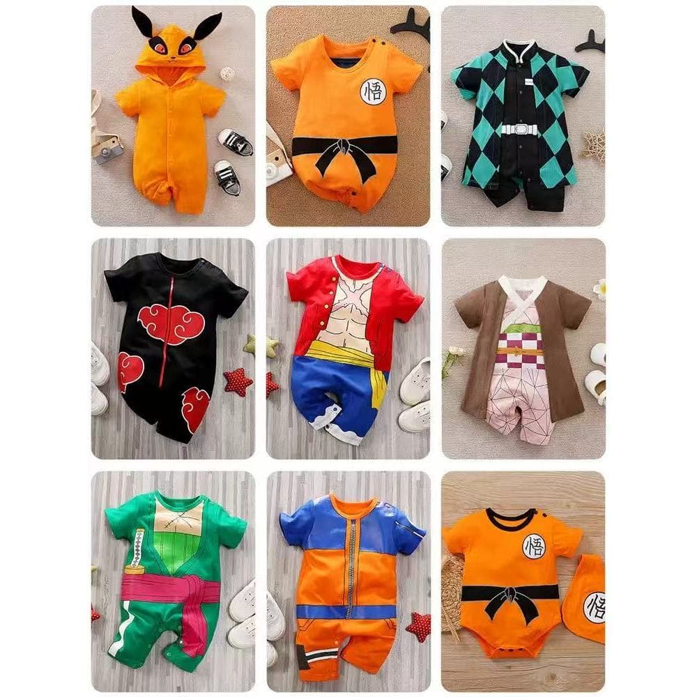 Macacão de bebê Anime Naruto Dragon Ball Luffy Sasuke Uzumaki Naruto Macacão de manga curta