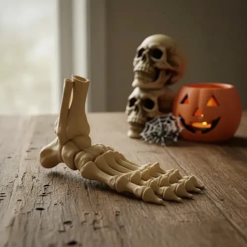 Pé Esqueleto Articulado Brinquedo Halloween Fidget Toy