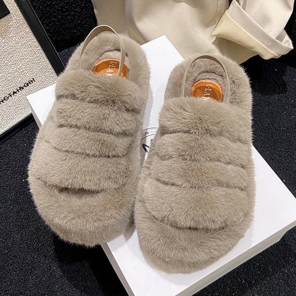 | slippers | ♂Comércio exterior chinelos de pelúcia de sola grossa feminino 2024 novo estilo 7cm sola plana casa chinelo