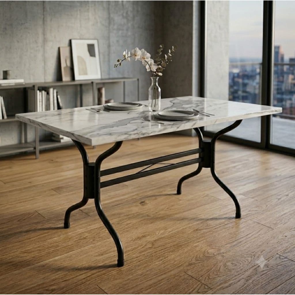 Base Suporte Mesa Jantar 6 Lugares Aço Reforçado Multitampos (Vidro, MDF, Pedras)