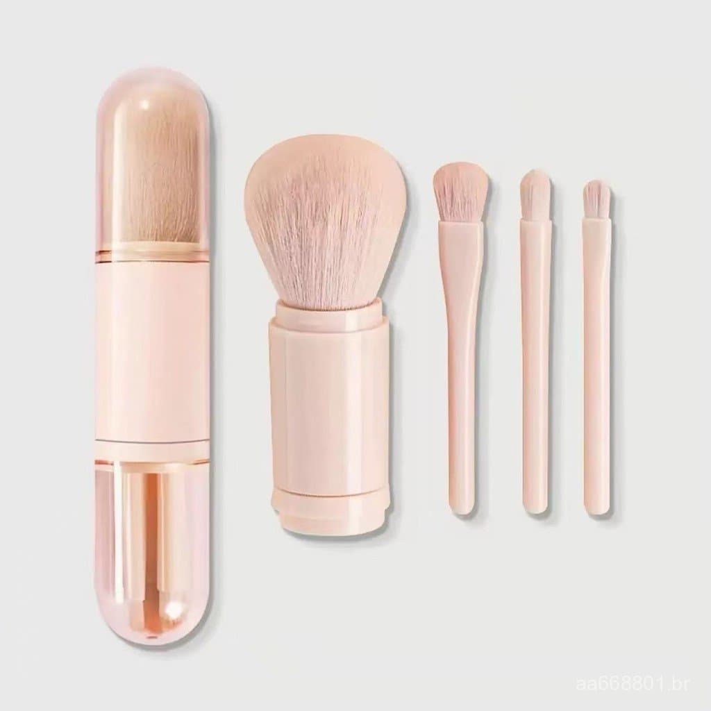 Pincel de Maquiagem 4 em 1, Ferramenta de Beleza, Conjunto de Pincéis de Maquiagem Mini, Pincel para Blush, Pincel Retrá