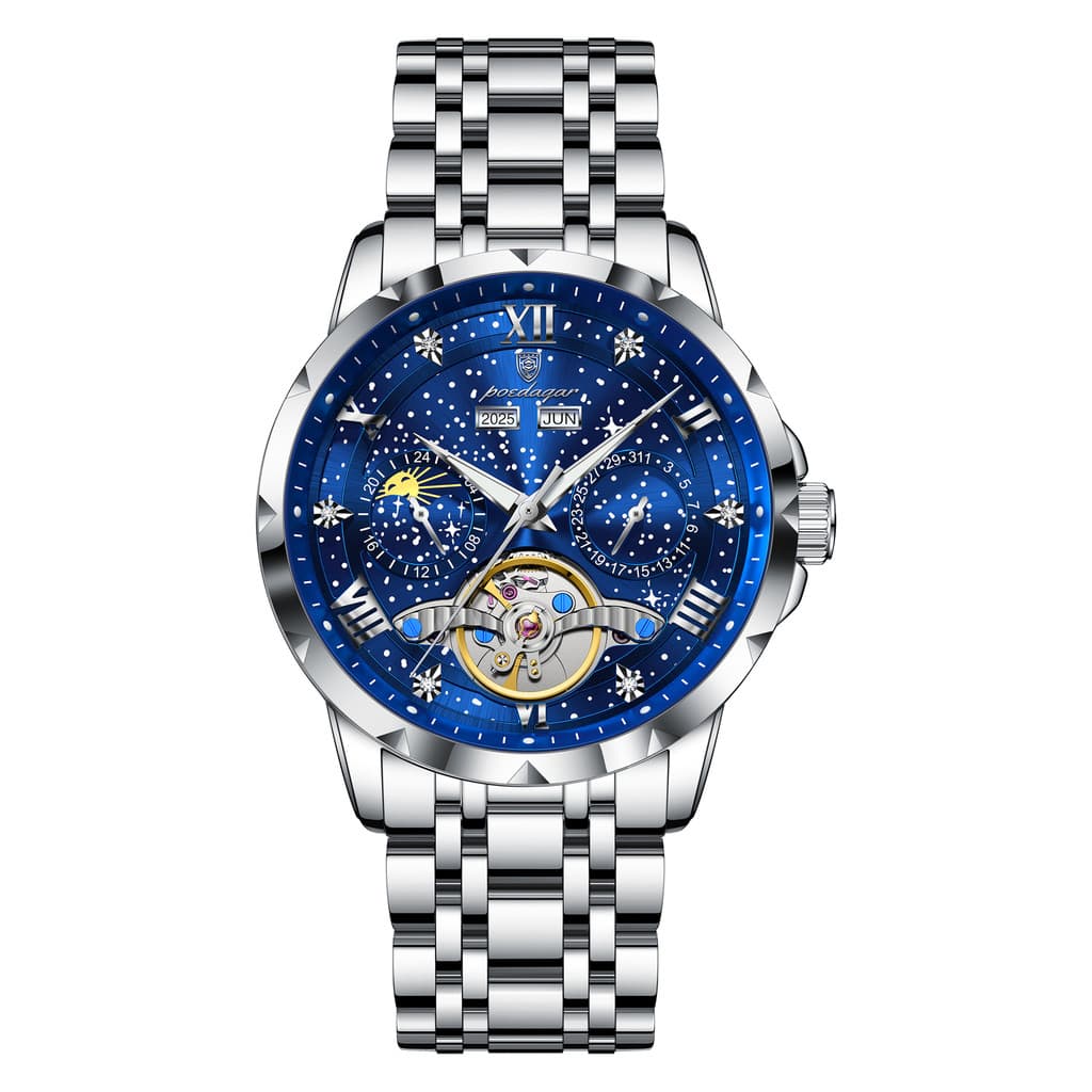 Relógio De Marca Suíça Moda Céu Estrelado Mecânico Automático À Prova Dwaterproof Água Masculino Transmissão Ao Vivo Com