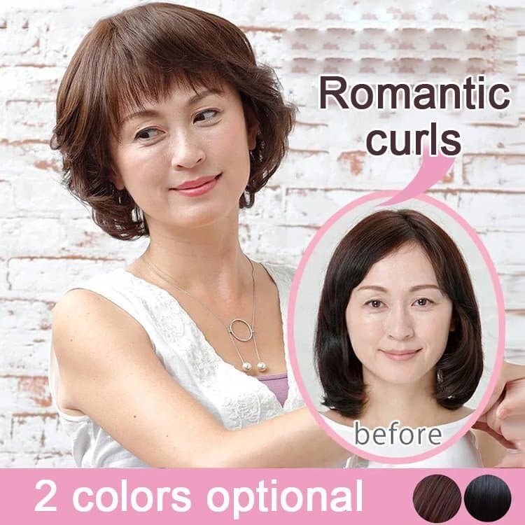 【Fácil De Usar】Peruca De Moda Cabeleira Mulher/Peruca Curta Encaracolada/Ideal Para Rosto Redondo