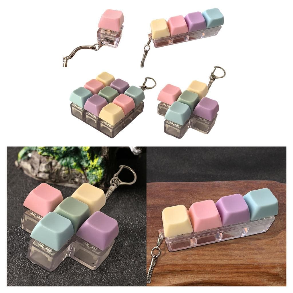 [hellery] Teclado Fidget Para Chaveiro , Botão De Mecânico , Acessórios De Escritório , Brinquedo Relaxante De Clique ,