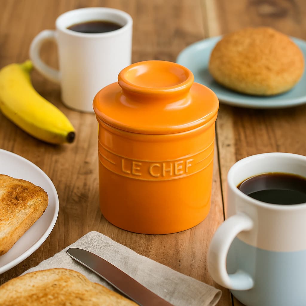 Manteigueira Francesa Le Chef Laranja 10cm Cozinha Elgante Utilidade Decoração