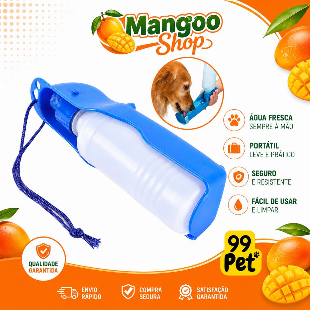 Garrafa portatil De Água Bebedouro Azul Para Cães e gatos Portatil P/ Passeio Pet cachorro cat