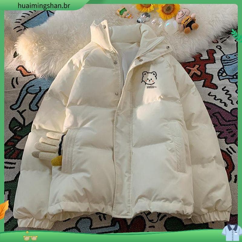 Inverno para baixo acolchoado jaqueta feminina inverno masculino feminino estudante jaqueta de pão de comprimento médio