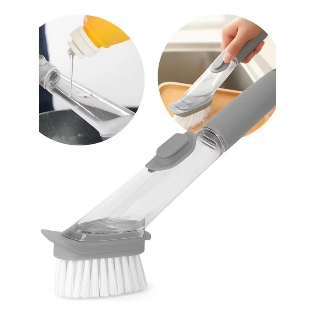 Escova Limpeza 2 Em 1 Dispenser Detergente S/ Esponja Espuma