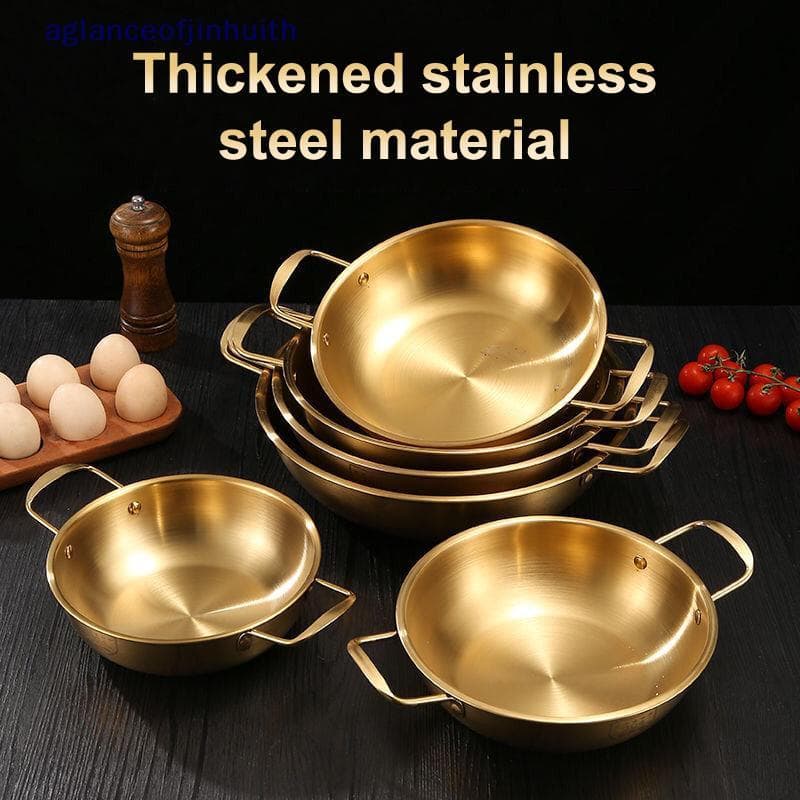 [aglanceofjinhui] Pote Seco De Aço Inoxidável Macarrão Instantâneo Lamian De Dourado De Frutos Do Mar Panela De Sopa Peq
