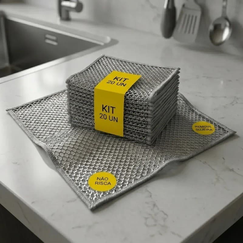 Conjunto de pano de limpeza de malha de arame: remove manchas de coca-cola na parte inferior da panela, fogões limpos, u