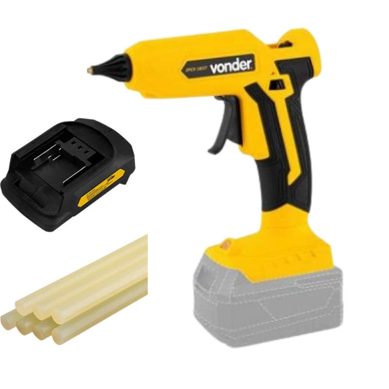 Pistola de cola + adaptador bat Makita LXT VONDER + bastões