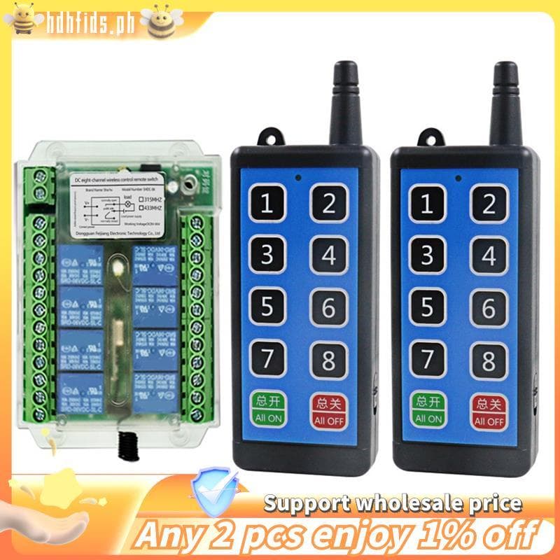 Interruptor De Controle Remoto Sem Fio De 8 Canais 12V/24V/36V 433MHz Do Motor DC9V-72V