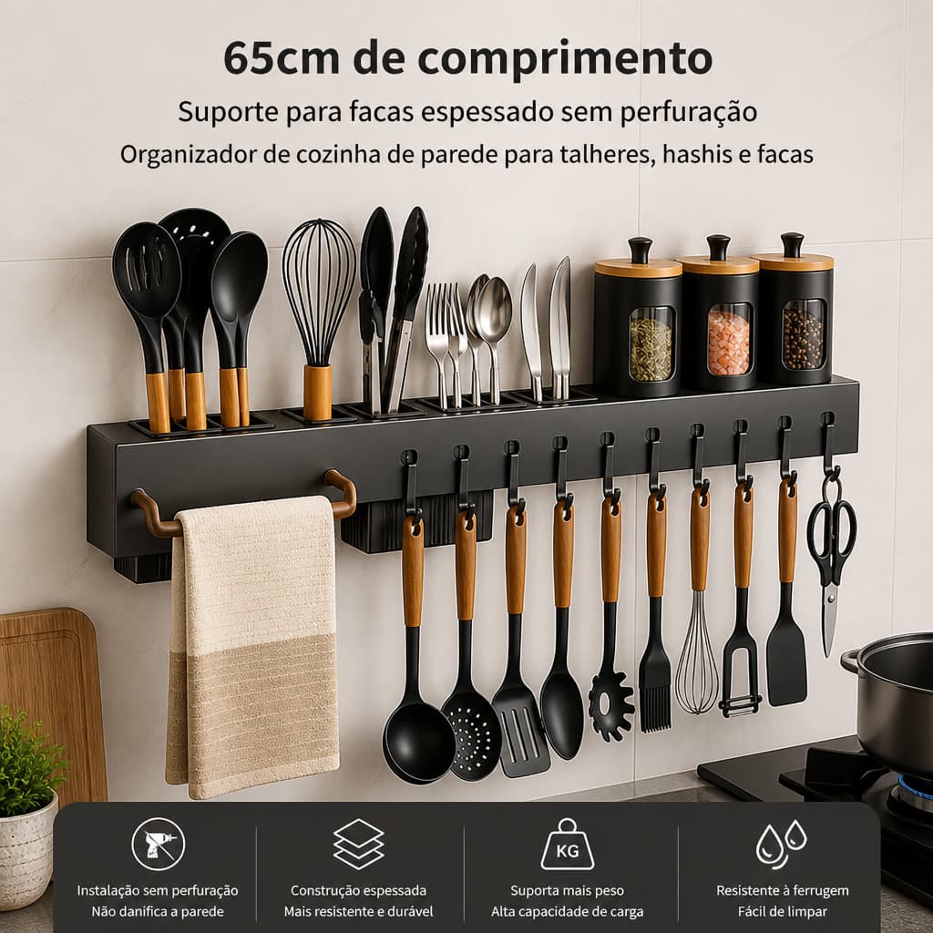 Suporte Para Armazenamento De Facas Ganchos Talheres Utensílios De Cozinha De Ferro
